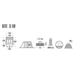 High PeakKite 3 LW Lichtgewicht Tunneltent -Professionele winkel voor kampeerartikelen 111849 300 04 7