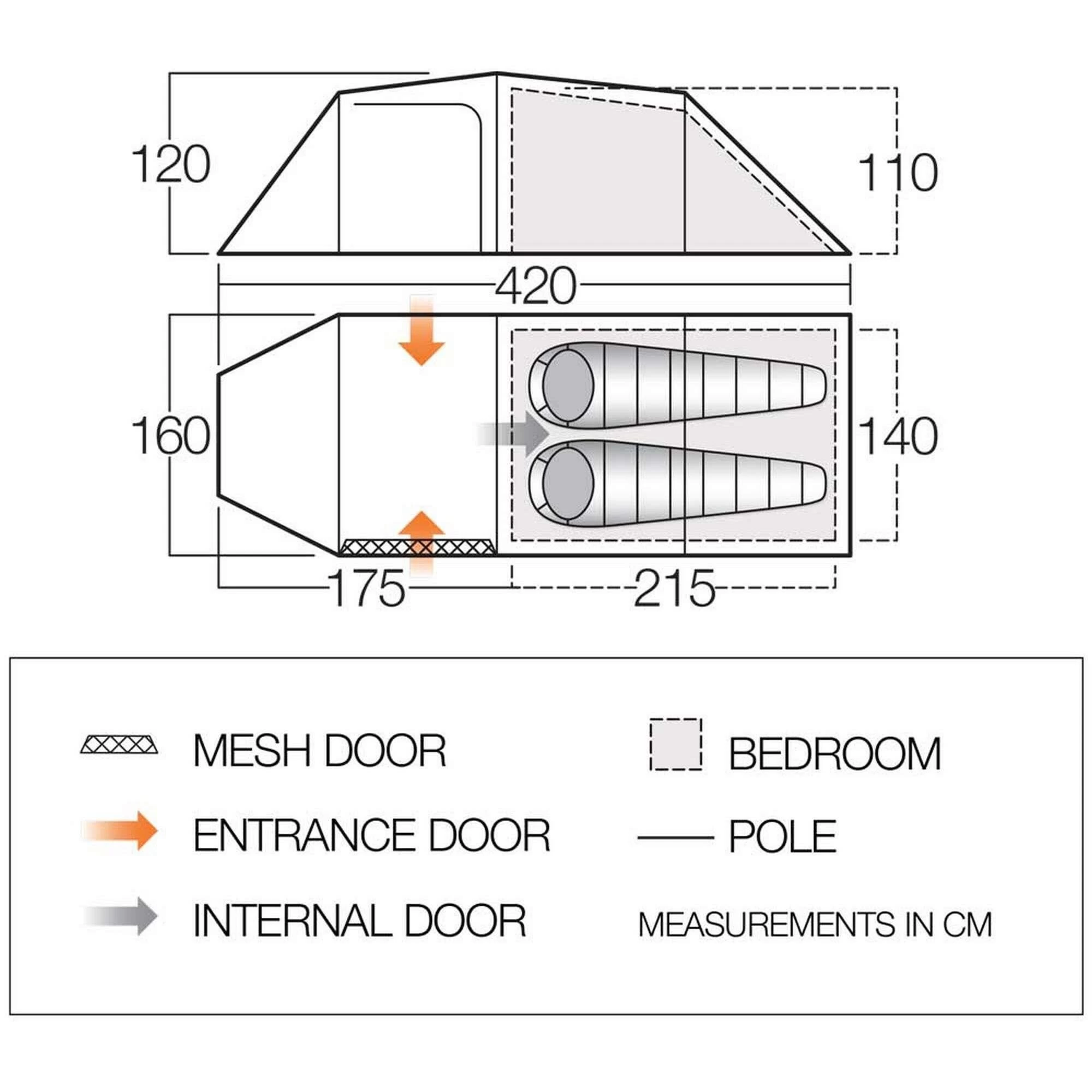 Vango Omega 250 Lichtgewicht Tunneltent Pamir Green 7 Vango Omega 250 Lichtgewicht Tunneltent Pamir Green - Afbeelding 5