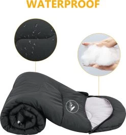 HikeMeister Mummy Slaapzak 1600 Gram - Kamperen - Zwart - Ca. 220 X 80 Cm - Met Binnenzak - Comfortzone: 0-15 Graden - Draagtas -Professionele winkel voor kampeerartikelen 1119x1200