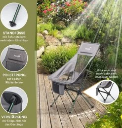 Skandika Campingstoel Compact SET – Campingstoelen – Campingstoel Tot 150 Kg Belastbaar - Kampeerstoel, Visstoel, Kleine Pakmaat, Opvouwbaar, Stabiel, Licht, Comfortabel Gepolsterd – Draagtas Meegeleverd – Vouwstoel – Kampeermeubelen – Grijs -Professionele winkel voor kampeerartikelen 1142x1200