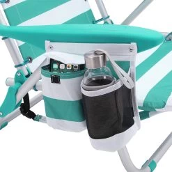 Strandstoel Met Afneembare Hoofdsteun, Draagbare Klapstoel, Campingstoel, Rugleuning Tot 180° Verstelbaar, Met Bekerhouder En Zijvak, Groene En Witte Strepen GCB62JW -Professionele winkel voor kampeerartikelen 1199x1200 1
