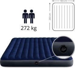 Intex Luchtbedset Intex Luchtbed - 2-Persoons - 183 X 203 X 25 Cm - Blauw + Intex Elektrische Pomp - 650 Liter/min + Hoeslaken Wit + Reparatieset -Professionele winkel voor kampeerartikelen 1200x1089