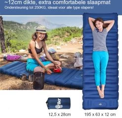 Hikr® Slaapmat 10cm+ Dikte - Comfortabel Luchtmatras - Zelfopblazend Met De Voet - TPU+40D Nylon - Slaapmatje Eenpersoons En Uit Te Breiden Tot Tweepersoons - Slaapmat Met Ingebouwde Pomp -Professionele winkel voor kampeerartikelen 1200x1159