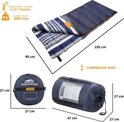 Dutch Mountains Slaapzak Goeree XL - Kussen 25x15cm - 220x90cm Katoenen Slaapzak - Tochtstrip -Professionele winkel voor kampeerartikelen 1200x1182