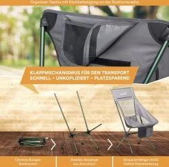 Skandika Campingstoel Compact SET – Campingstoelen – Campingstoel Tot 150 Kg Belastbaar - Kampeerstoel, Visstoel, Kleine Pakmaat, Opvouwbaar, Stabiel, Licht, Comfortabel Gepolsterd – Draagtas Meegeleverd – Vouwstoel – Kampeermeubelen – Grijs -Professionele winkel voor kampeerartikelen 1200x1184 1