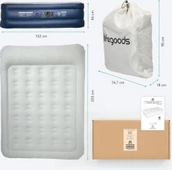 LifeGoods Luchtbed - 2 Persoons - Met Ingebouwde Pomp - Incl. Draagtas En Reparatiekit -Professionele winkel voor kampeerartikelen 1200x1184