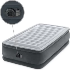 Intex Luchtbed - 1-Persoons - 99 X 191 X 46 Cm - Grijs - Met Ingebouwde Pomp, Hoeslaken Zwart En Reparatieset -Professionele winkel voor kampeerartikelen 1200x1190 1