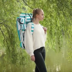 Strandstoel Met Afneembare Hoofdsteun, Draagbare Klapstoel, Campingstoel, Rugleuning Tot 180° Verstelbaar, Met Bekerhouder En Zijvak, Groene En Witte Strepen GCB62JW -Professionele winkel voor kampeerartikelen 1200x1200 70