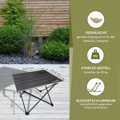 Skandika Ruka S Kleine Campingtafel – Campingtafels - Aluminium Campingtafel, Opvouwbaar, Zeer Licht, Eenvoudig Te Monteren, Stabiele Standaard - Opvouwtafel Voor Kamperen, Tenten Wandelen, Reizen, Thuis, Tuin – Tot Max. 20 Kg. - Grijs -Professionele winkel voor kampeerartikelen 1200x1200 86