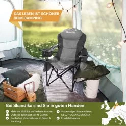 Skandika Relax Comfort Campingstoel - Campingstoel Opvouwbaar - Comfortabele Klapstoel Met Drinkhouder En Koelvak, Tot Max. 160 Kg, Opvouwbaar, Lichtgewicht | Vouwstoel Voor Kamperen, Camping, Festival, Vissen – Grijs -Professionele winkel voor kampeerartikelen 1200x1200 93