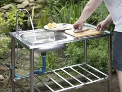Camping/Outdoor Inox Tafel Met Gootsteen Lavabo En Kraan 100x77x50cm -Professionele winkel voor kampeerartikelen 1200x909