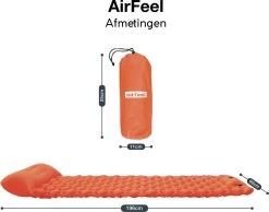 AirFeel Lichtgewicht Opsblaasbaar Slaapmatje - Ingebouwde Pomp En Kussen - 196 X 60 X 6 Cm - Orange -Professionele winkel voor kampeerartikelen 1200x943